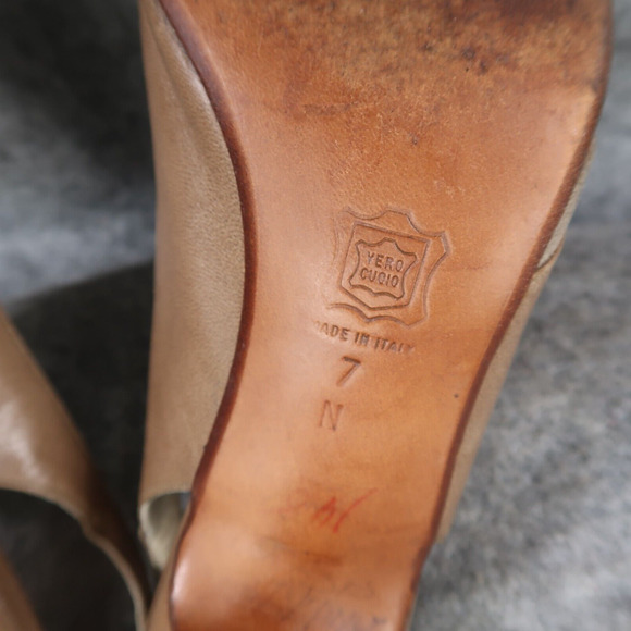 Bally Shoes Womens 7 Slingback Pump Peep Toe Heels Leather Fashion Classic Retro - Picture 15 of 16